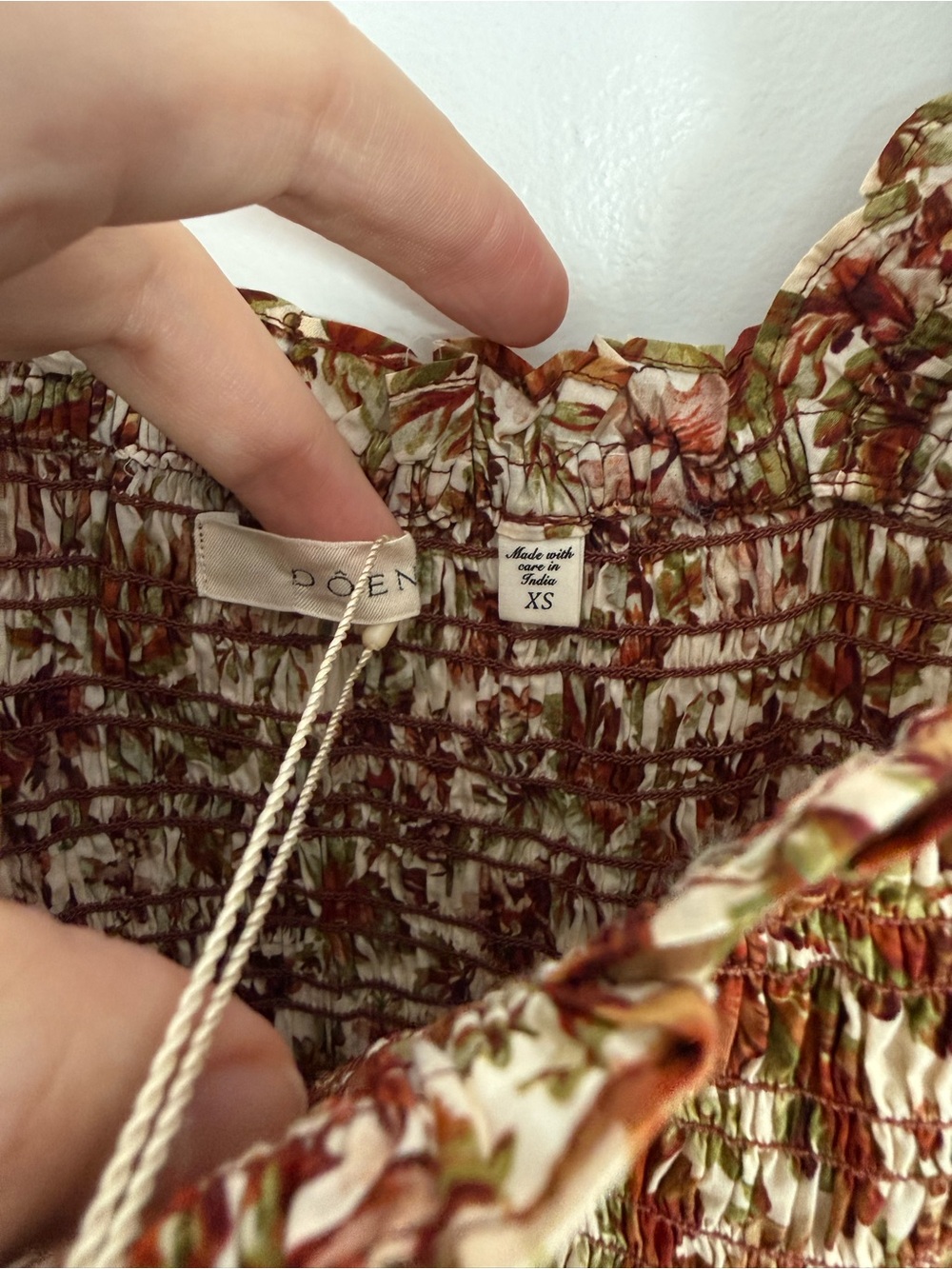 Doen Bijou Brown Floral Smocked Maxi Dress in Ivory Reve Des Jardins - Picture 10 of 13